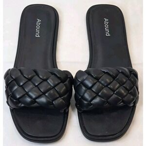 Abound Open‎ Toe Black Slides Sandals Flats Womens Size 7.5M